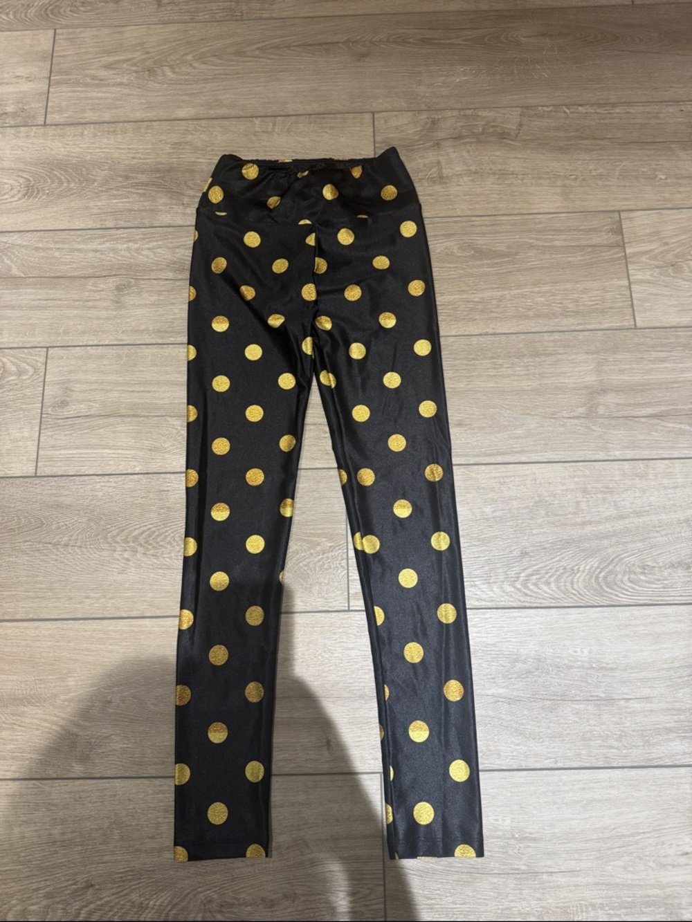 Goldsheep black and gold polka dot leggings size small